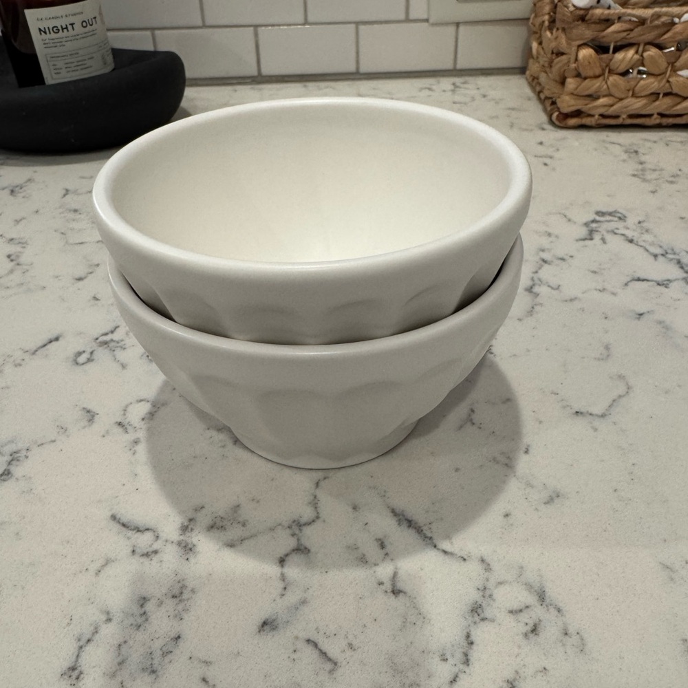 Set of Two White Ceramic Bowls
